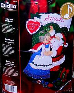 Bucilla UNDER THE MISTLETOE Felt Christmas Stocking Kit RARE Factory 