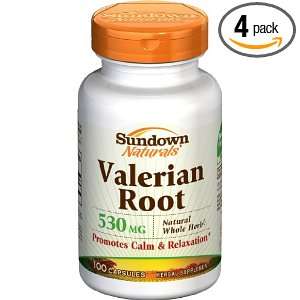  Sundown Valerian Root, 100 Capsules (Pack of 4) Health 