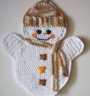 Crocheted Holiday Kitchen Snowman Potholder Decoration  