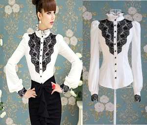 Palace Style White Designer Vintage Lady Ruffle Collar Long Sleeve 