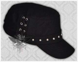 SH Dark Brown Gray Rivet Tie Women Military Cadet Patrol Hat Cap 