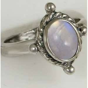   Sterling Silver Ring Featuring a Lovely Rainbow Moonstone Gemstone