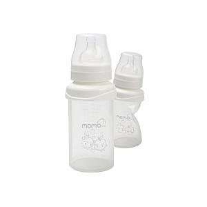  Momo Baby Wide Neck Silicone Baby Bottle, White, 9 Ounce 
