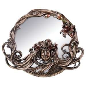  Bronze Victoria With Flowers Art Nouveau Style Mirror 