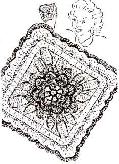 Vintage Crochet PATTERN Rose Pot Pan Holder Hot Pad Mat  