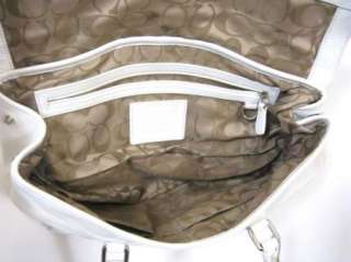 COACH White Leather Signature Lining Hobo Purse Bag Tote 9550 & WALLET 