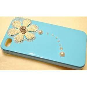  Minimalist BLUE FLOWER Crystal & Pearl Design Case for 
