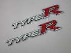 2x 3D Type R Chrome Emblem Badge Sticker for Honda Civic Si Accord RSX 