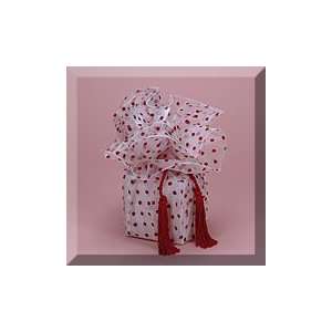  10ea   White Organza Red Polka Dot Fabric Wrap Arts 