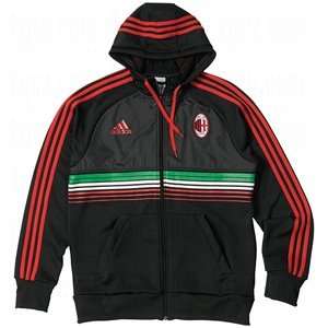  adidas Mens AC Milan Anthem Full Zip Hoody Black/Red/XX 