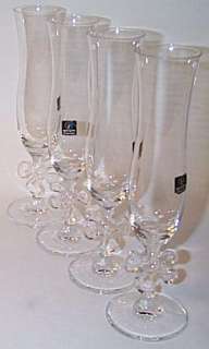 Set (4) SIGNED Marc Aurel GEOMETRIC Champagne Flutes  