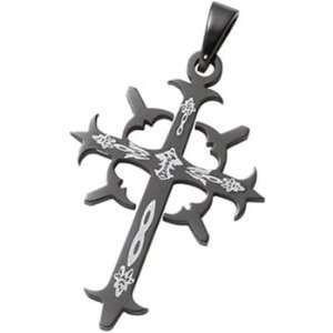  Stainless Steel Black Immersed Cross Pendant: Jewelry