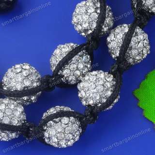  Rhinestone Disco Ball Beads Bracelet Macrame Crystal Hip Hop Adjust