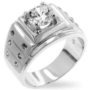  Mens Silver Tone CZ Ironman Ring Case Pack 6: Everything 