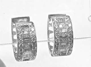 14k White Gold Invisible set Natural Diamonds Huggie Style Earrings 6 