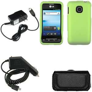 iFase Brand LG Optimus 2 AS680 Combo Rubber Neon Green Protective Case 