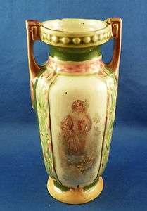 Small Majolica Porcelain Vase with Handles  