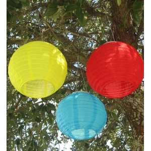  Chinese Solar Lantern Trio In Red, Blue, And Yellow Patio 