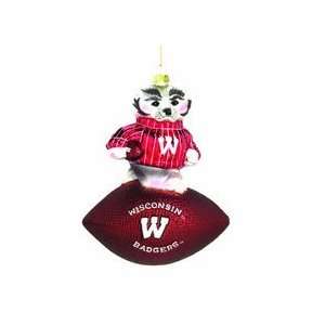   Wisconsin Badgers 6 Glass Mascot Football Ornament: Sports & Outdoors