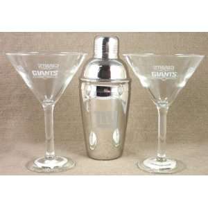 New York GIANTS Martini Gift Set 2 Glass & Shaker  Sports 