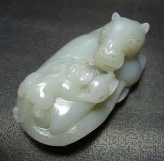 Chinese Celadon Jade Toggle / Pendant  Monkey on Horse  