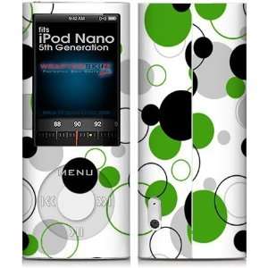 iPod Nano 5G Skin Lots of Dots Green on White Skin and Screen 