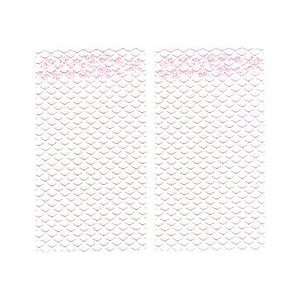 Iridescent Glitter White Fishnet Lace Sheet w/ Pink Floral Nail 