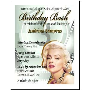  Old Hollywood Marilyn Birthday Invitation