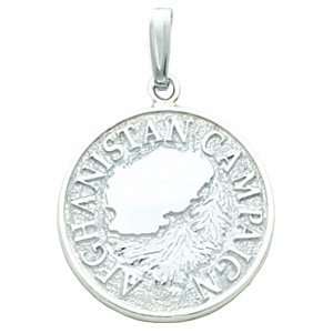  7/8in Afghanistan Campaign Medal   Sterling Silver 