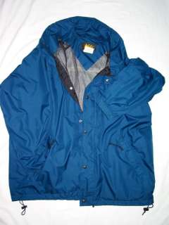 REI Mens LS Shell/ Hooded Jacket Mesh Lining Blue, XL  