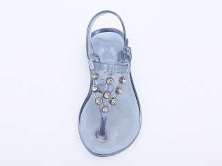 Baby Kids Clear Crystal Detailed Jelly Sandals T strap Flat Thong 