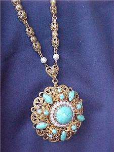 Vintage WGermany Blue Stone & Pearl Necklace & Earrings  