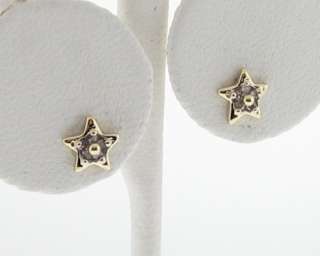 Genuine Diamonds Star Solid 10k Yellow Gold Stud Earrings  