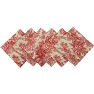  Red Toile French Banquet Napkins Set of 6