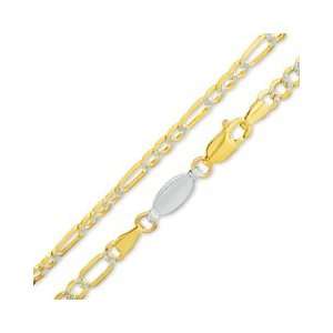 Pavï¿½ Figaro Chain Necklace   24 14K Gold over Sterling Silver 