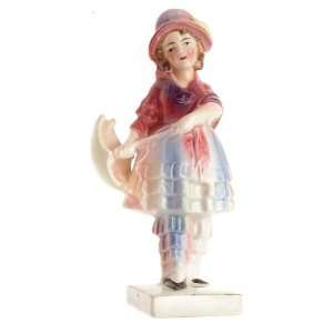   hand painted figure of a girl holding a parasol F449