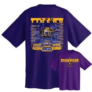  LSU Tigers 2003 National Champions Purple Schedule T shirt 