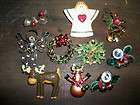 Christmas Brooch Earrings Jewelry Lot Holidays 9pcs Pin Wholesale Gift 