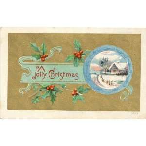    1910 Vintage Holiday Postcard   A Jolly Christmas 