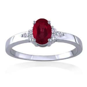 JULY Birthstone Ring 14k White Gold Diamond & Ruby Ring
