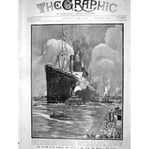  1908 LUSITANIA SHIP NEW YORK VOYAGE ATLANTIC HUDSON