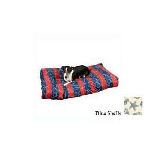   Nautical Rectangle Pillow Pet Bed, Medium, Blue Shells: Pet Supplies