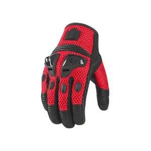  ICON JUSTICE MESH TEXTILE STREET GLOVES RED SM: Automotive