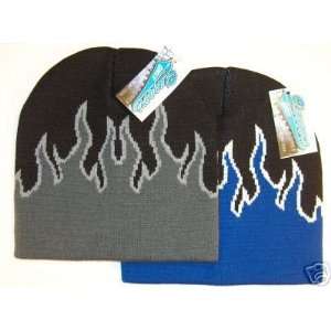   Color Pack of Flame Design Knit Beanie Ski Caps Hats 