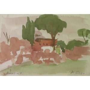  Palatine Hill, Rome, 1950s Watercolor By Carmel Artist 