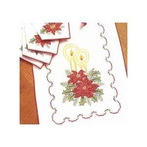   & Poinsettia Table Runner and Napkins, 5 piece Set