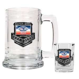 New England Patriots 19 0 Super Bowl XLII Champions Mug and Shot Glass 