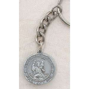  Pewter St. Christopher Protect Us Keychain Patron Saint of 
