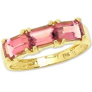   Octagon Three Stone Ring Pink Tourmaline, size8.5 diViene Jewelry