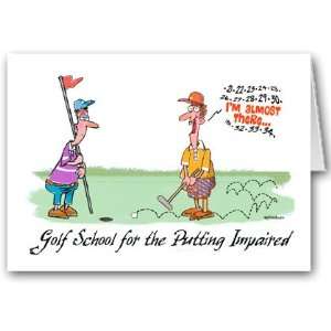 Golf School For The Putting Impaired Funny Note Card   10 Boxed Cards 